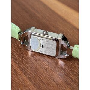 Y2K Avenue Women's Green and Silver Leather Cuff Wristwatch WORKS